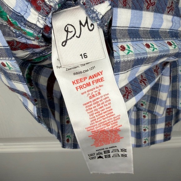 Damson Madder Blue Gingham Rose Smocked Ruffle Cami Top Size UK 16 / US 12 NWT - Picture 10 of 10